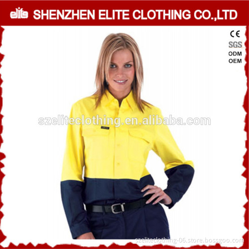 transparent reflective 100% cotton hi viz ladies work shirt